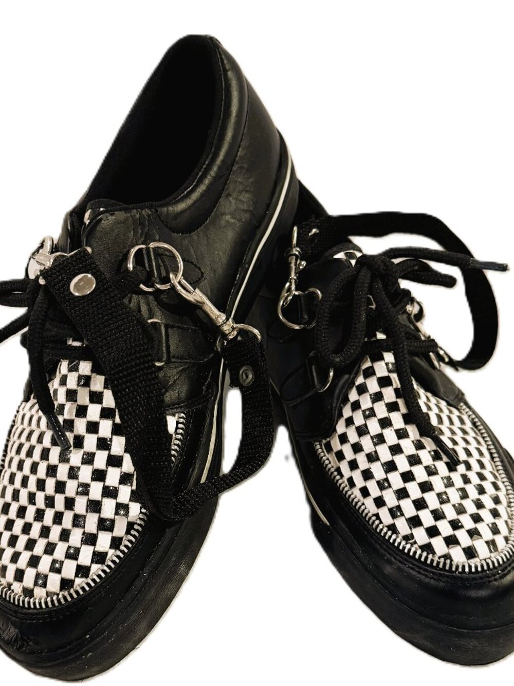 T.U.K. Black White Viva Creeper Shoes  Leather and Synthetic Platform W11/M9